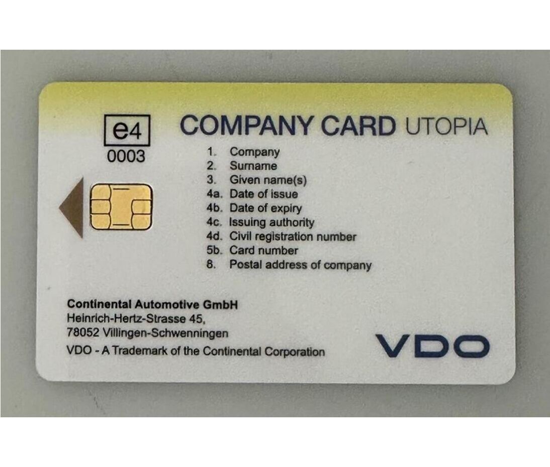 Test - Unternehmerkarte G2 V2 (UTOPIA) für digital Fahrtschreiber "Training"