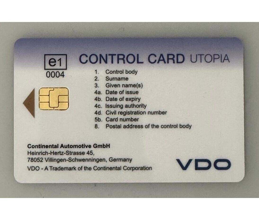 Test - Kontrollkarte G2 (UTOPIA) für digital Fahrtschreiber "Training"