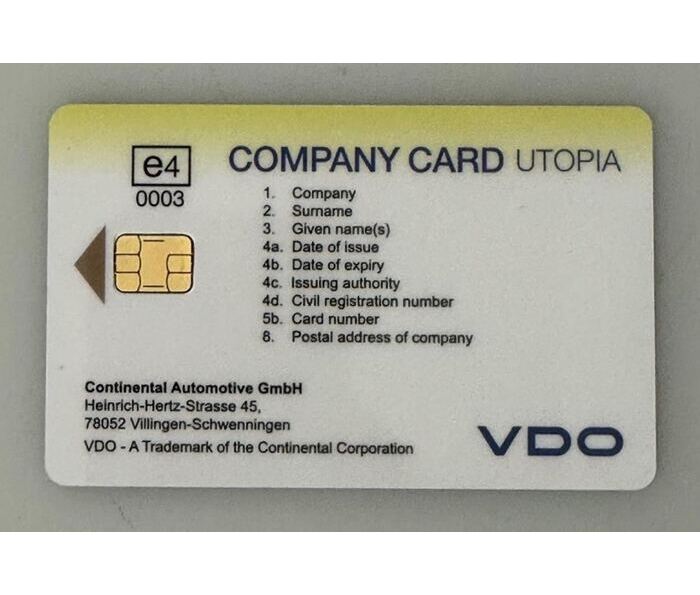 Test - Unternehmerkarte G2 V2 (UTOPIA) für digital Fahrtschreiber "Training"