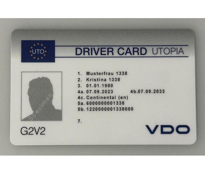 Test - Fahrerkarte G2 V2 (UTOPIA) für digital Fahrtschreiber "Training"