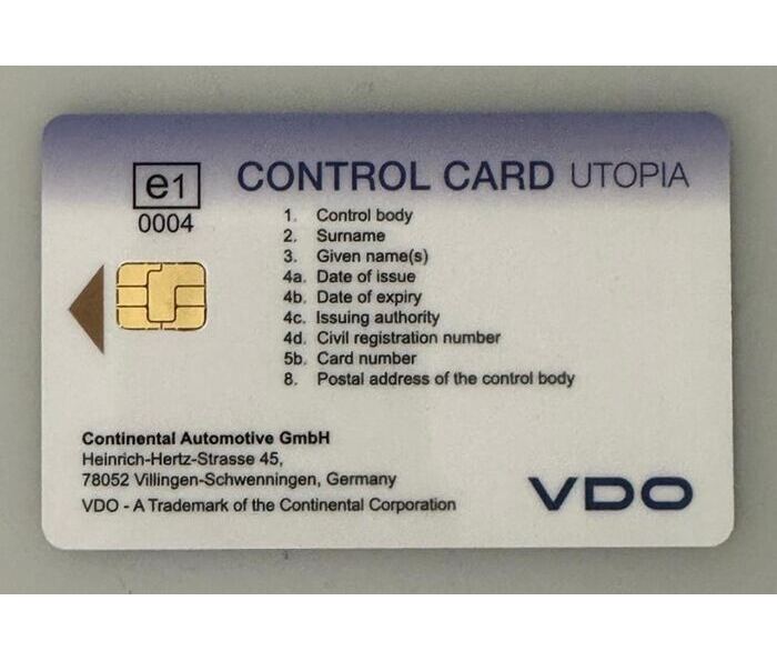 Test - Kontrollkarte G2 (UTOPIA) für digital Fahrtschreiber "Training"